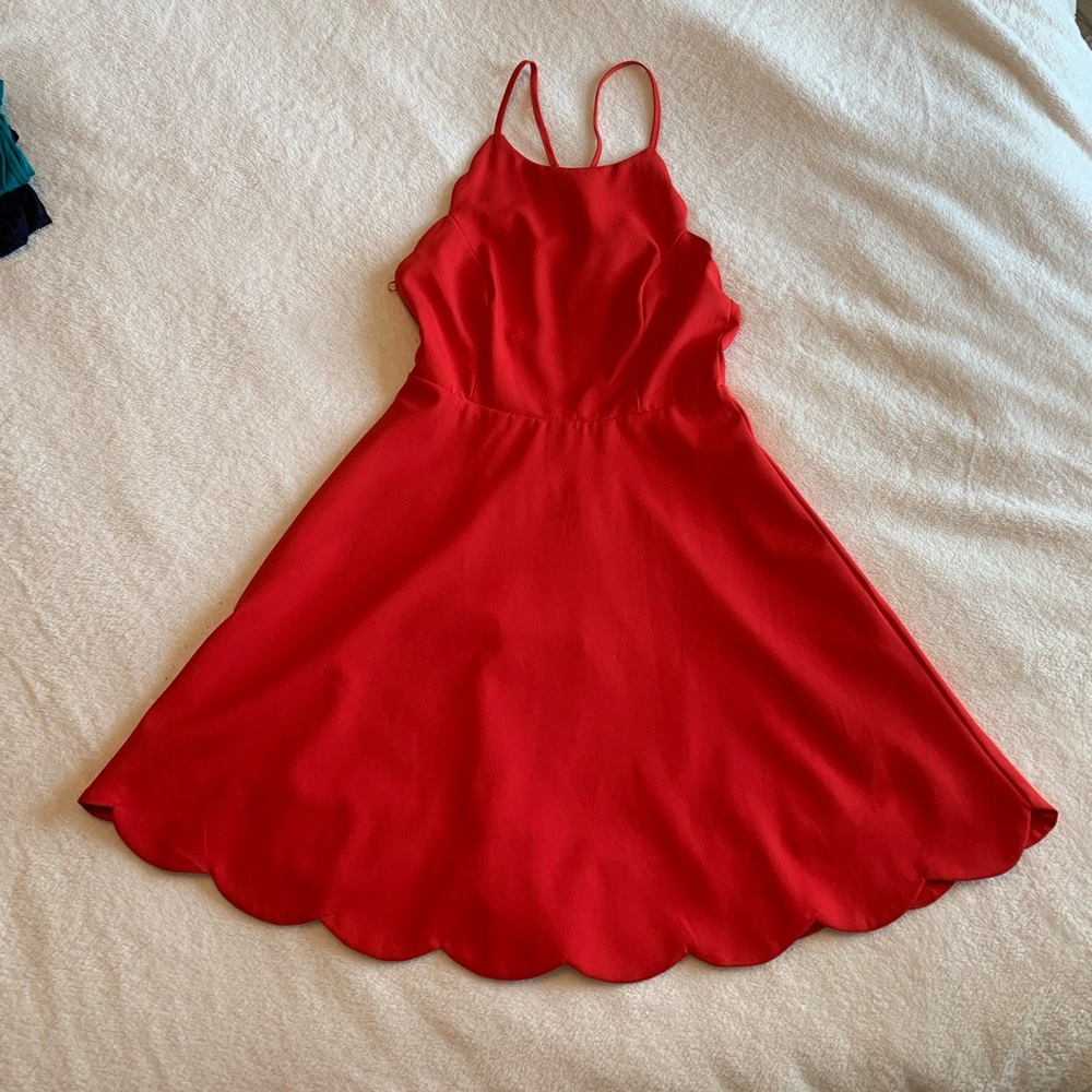 Lulu’s Red Scalloped Dress